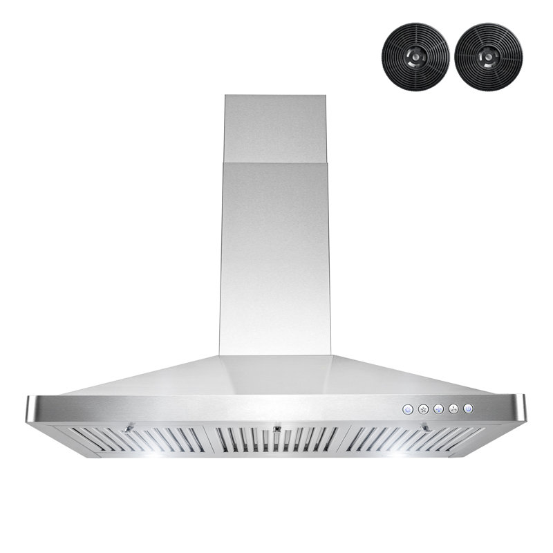AKDY 36" 217 CFM Convertible Wall Mount Range Hood in Brushed Stainless